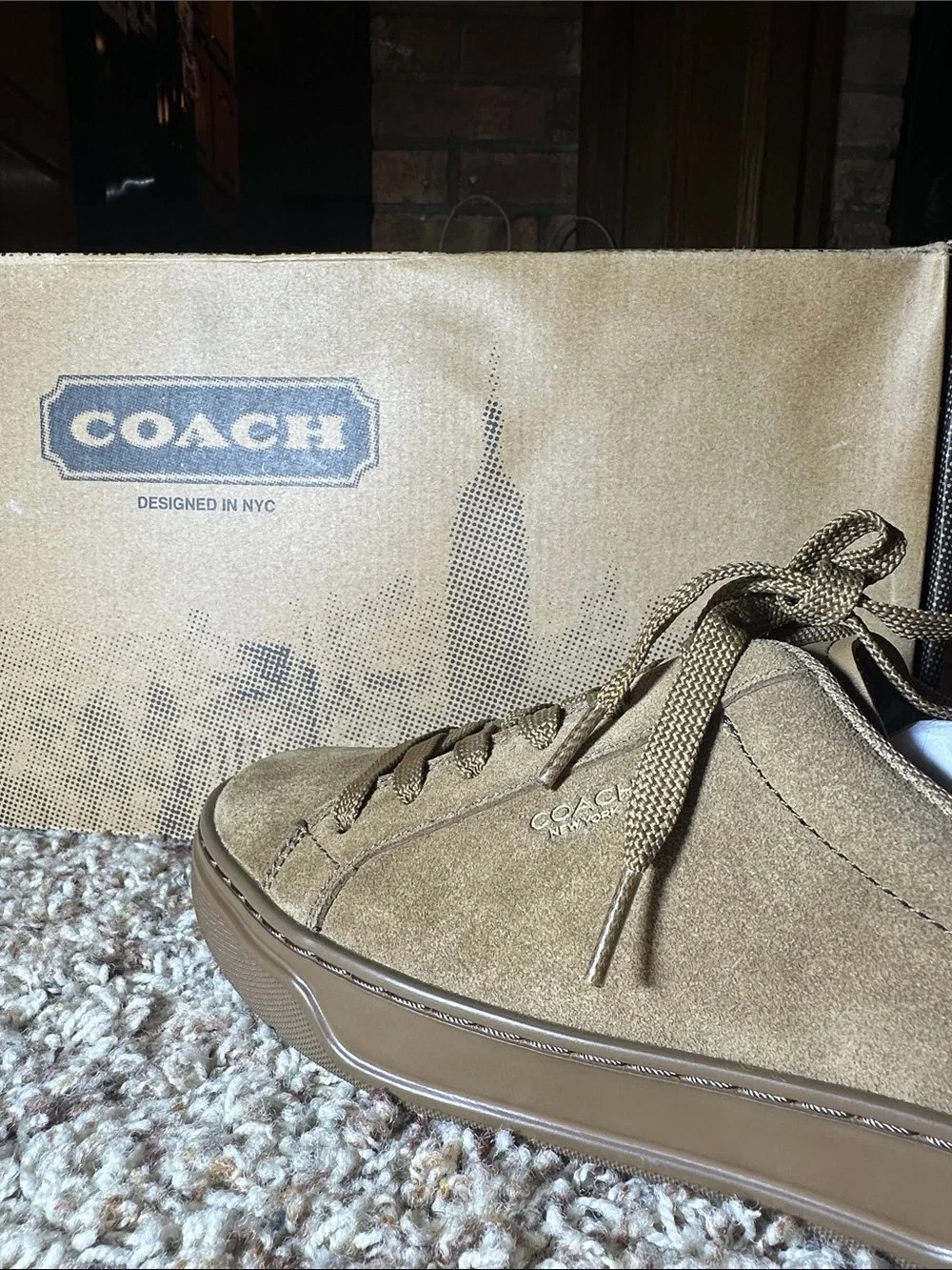 COACH women’s Tan Suede Low-Top Sneaker — Chestnut Tan